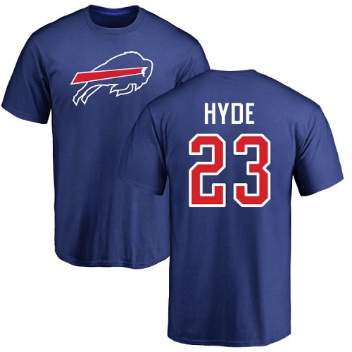 Men NFL Buffalo Bills #23 Micah Hyde Royal Blue Name and Number Logo T Shirt->nfl t-shirts->Sports Accessory